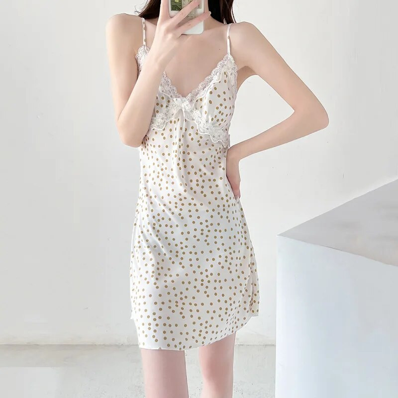 Kimono hommikumantel lahtise printimisega Dlot öösärk Kevadsuvi Naiste magamisriided Satiinist öösärk Kodukandmine Seksikas Twinset hommikumantli komplekt