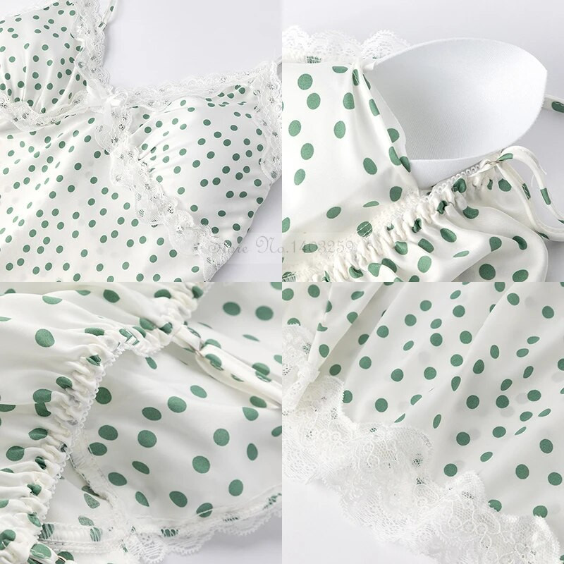 Kimono hommikumantel lahtise printimisega Dlot öösärk Kevadsuvi Naiste magamisriided Satiinist öösärk Kodukandmine Seksikas Twinset hommikumantli komplekt