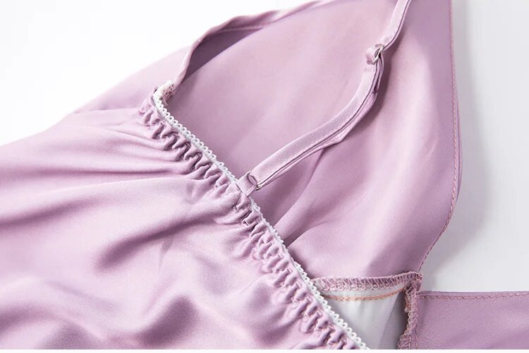 Seksikas Suspenderiga öösärk, mustriga lilleline Twinset hommikumantli komplekt Kevadsuvi magamisriided lahtine satiin kodukleit Naiste kimono hommikumantel