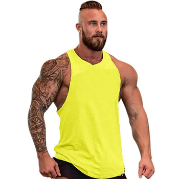 Ανδρικά βαμβακερά αμάνικα αθλητικά μπλουζάκια για τρέξιμο που αναπνέουν γρήγορα Στεγνά μπλουζάκια γυμναστικής γυμναστικής Bodybuilding Ρούχα Jogger