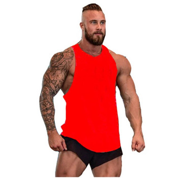 Памучни мъжки спортни потници без ръкави Бързосъхнещи дишащи ризи Твърди тренировъчни фитнес бодибилдинг облекла за джогинг