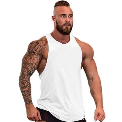 Ανδρικά βαμβακερά αμάνικα αθλητικά μπλουζάκια για τρέξιμο που αναπνέουν γρήγορα Στεγνά μπλουζάκια γυμναστικής γυμναστικής Bodybuilding Ρούχα Jogger