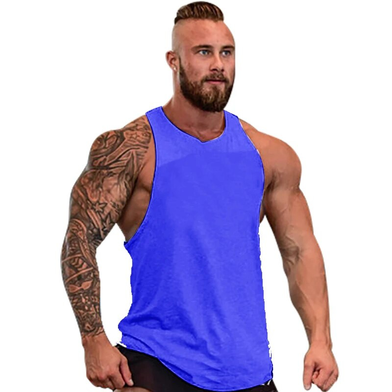 Ανδρικά βαμβακερά αμάνικα αθλητικά μπλουζάκια για τρέξιμο που αναπνέουν γρήγορα Στεγνά μπλουζάκια γυμναστικής γυμναστικής Bodybuilding Ρούχα Jogger