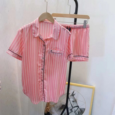 Satino šilko pižamų rinkinys moterims 2 dalių trumpomis rankovėmis miegui Naktiniai rūbai pižamos moteriški vasariniai šortai poilsio drabužiai namų drabužiai