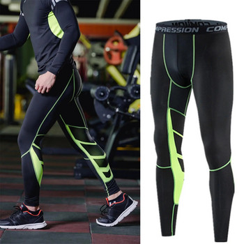Мъжки компресионни панталони Мъжки чорапогащник Клинове за бягане Спорт Фитнес Бързосъхнещи джогингове Тренировка Сиви зелени панталони