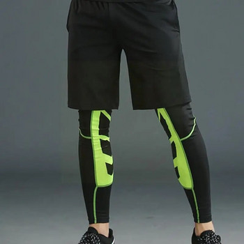 Мъжки удебелени компресионни панталони Колоездене Бягане Баскетбол Фитнес клинове Футболни чорапогащи Еластични спортни панталони Панталони C5Y3