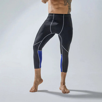 Мъжки 3/4 компресионни панталони Тренировка за бягане Чорапогащи Cool Dry Capri Спортни клинове Йога Основен слой за фитнес Спортно бельо Jogger