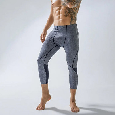Vyriškos 3/4 kompresinės kelnės bėgimo treniruotės pėdkelnės Kietos sausos Kaprio sportinės antblauzdžiai jogos treniruoklių salė Bazinio sluoksnio sportiniai apatiniai bėgikai