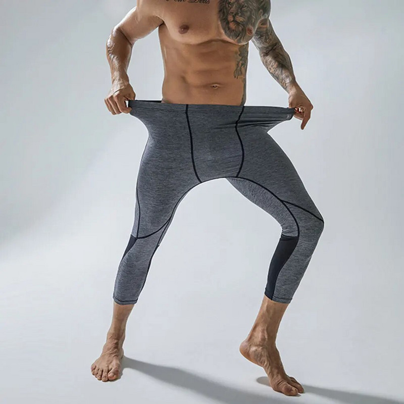 Vyriškos 3/4 kompresinės kelnės bėgimo treniruotės pėdkelnės Kietos sausos Kaprio sportinės antblauzdžiai jogos treniruoklių salė Bazinio sluoksnio sportiniai apatiniai bėgikai