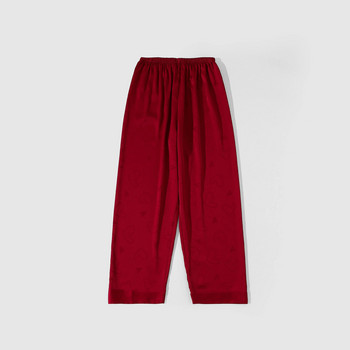 Дамска пижама с меко червено сърце с принт Висококачествен комплект от две части с дълъг ръкав и дълъг панталон, удобен за сън и ежедневие