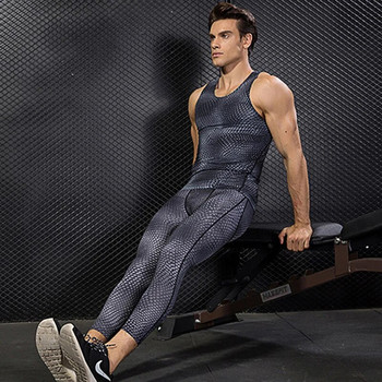 2020 Νέο ανδρικό κολάν συμπίεσης τρισδιάστατης εκτύπωσης Running Sports Gym κολάν Ανδρικό Fitness Παντελόνι Capris 3/4 Ελαστικό παντελόνι μήκους γάμπας