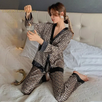 Καλοκαιρινό γυναικείο σετ πιτζάμες 2023 Γυναικεία Faux Ice Silk Sexy Homewear Casual Luxury 2 τεμαχίων Κορεάτικες λεπτές πιτζάμες Γυναικεία ενδύματα ύπνου