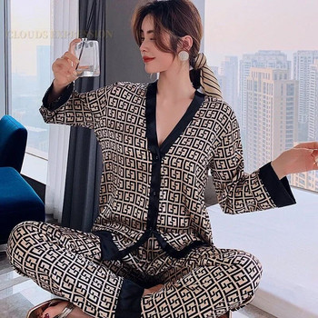 Καλοκαιρινό γυναικείο σετ πιτζάμες 2023 Γυναικεία Faux Ice Silk Sexy Homewear Casual Luxury 2 τεμαχίων Κορεάτικες λεπτές πιτζάμες Γυναικεία ενδύματα ύπνου