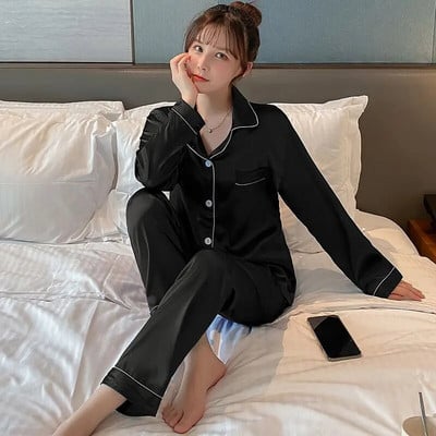 Suures suuruses siidist pidžaamad naiste soliidsed armsad pidžaamad naistele suvised öörõivad pidžaama kaheosaline komplekt, satiinist siidist pidžaamad, puhkeriided