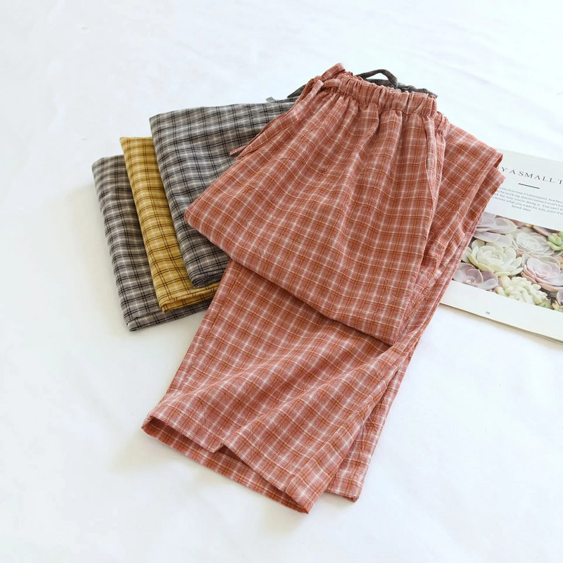 Najnovije pamučne karirane duge hlače Ženska kućna odjeća Pidžama hlače Meke i prozračne ležerne salonke Pantalones De Mujer