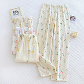 Nova pamučna jednostavna udobna široka kućna pidžama Hlače za žene Raznobojni cvijet s džepovima sa strane Slatke hlače za spavanje