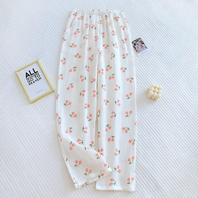 Nova pamučna jednostavna udobna široka kućna pidžama Hlače za žene Raznobojni cvijet s džepovima sa strane Slatke hlače za spavanje