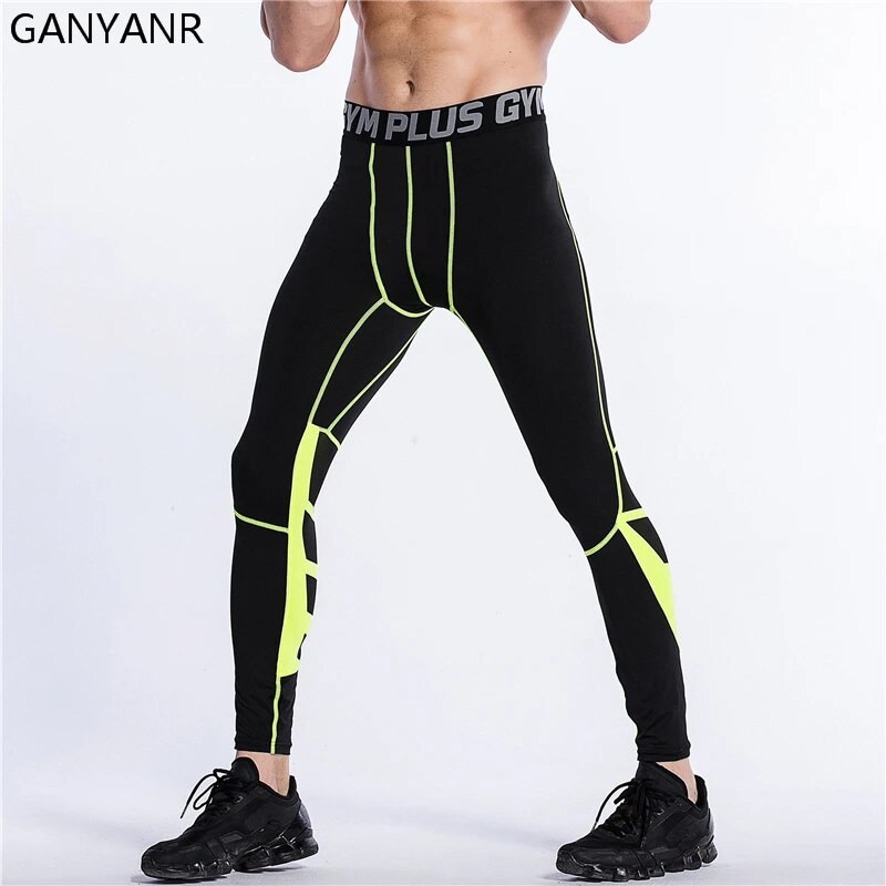 GANYANR Bėgimo pėdkelnės Vyrai Sportas Krepšinis Kompresinės Kelnės Sporto salė greitai Dry Kelnės Sportinės Antblauzdžiai Žiemos Ilgas Kultūrizmas