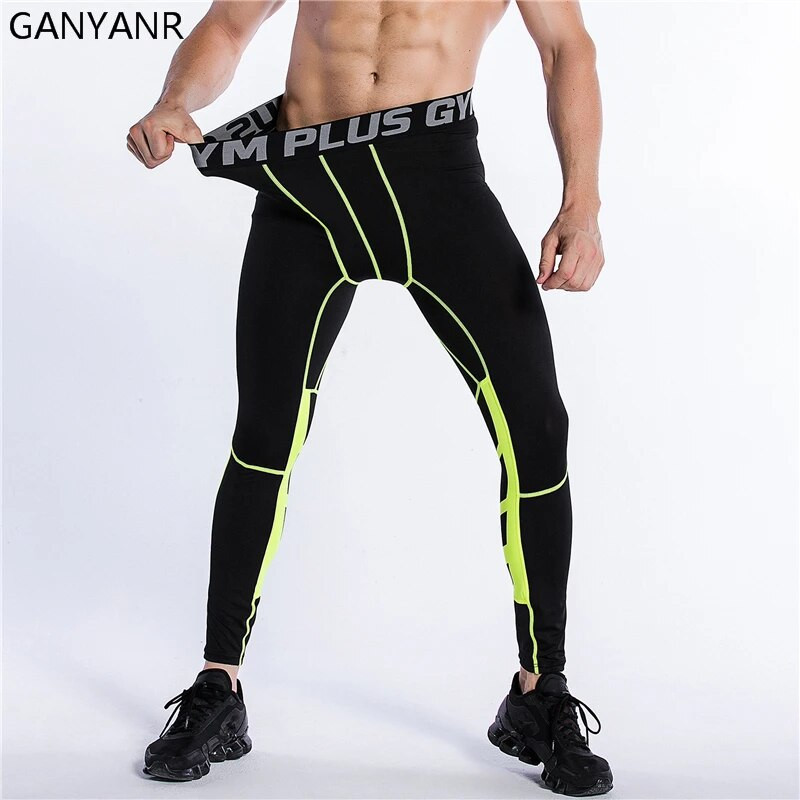 GANYANR Bėgimo pėdkelnės Vyrai Sportas Krepšinis Kompresinės Kelnės Sporto salė greitai Dry Kelnės Sportinės Antblauzdžiai Žiemos Ilgas Kultūrizmas