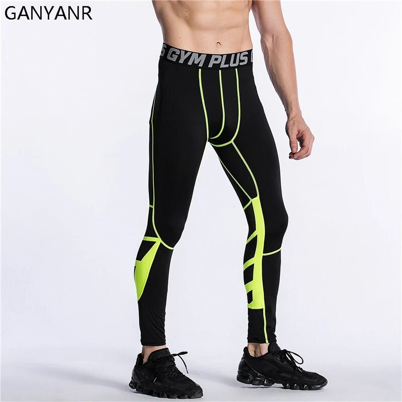 GANYANR Bėgimo pėdkelnės Vyrai Sportas Krepšinis Kompresinės Kelnės Sporto salė greitai Dry Kelnės Sportinės Antblauzdžiai Žiemos Ilgas Kultūrizmas