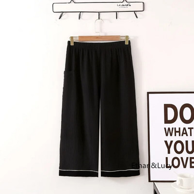 Pavasarį ir vasarą Naujausios moteriškos medvilninės plačios kojos Capris Naminiai drabužiai Moteriškos kelnės Vienspalvės pižamos moteriškos kelnės