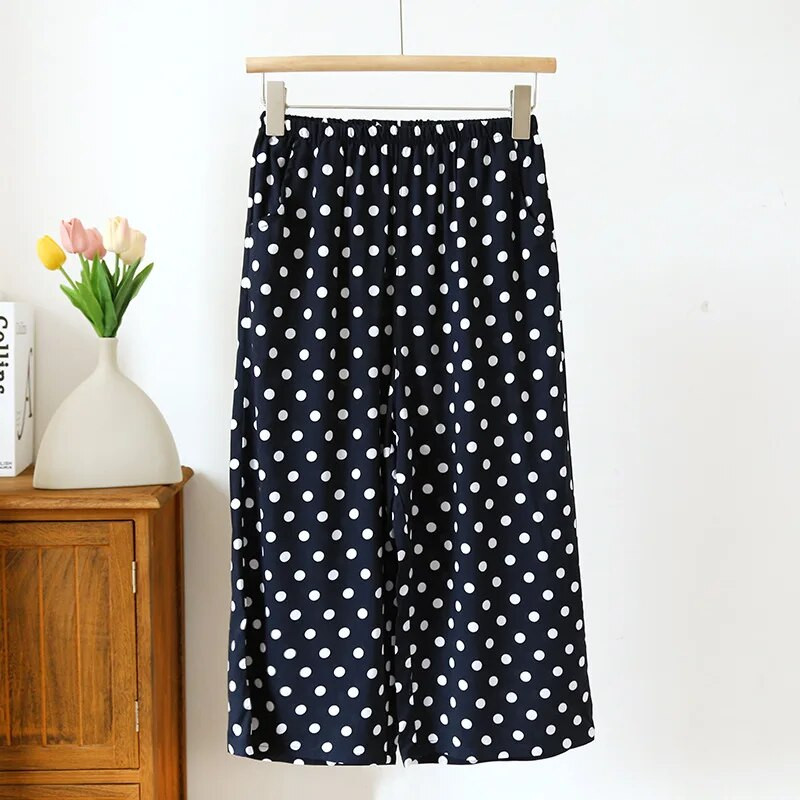 Ljetne pamučne modne printane ženske kapri kućne hlače 2023. Pijama Mujer široke hlače s cvjetnim uzorkom, ženske pidžame