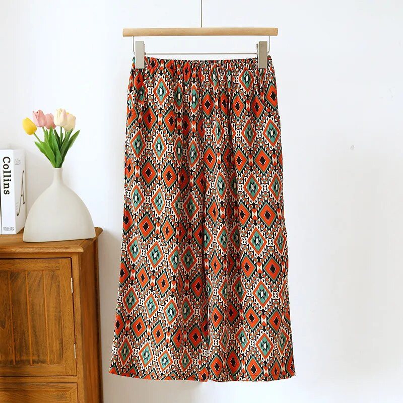 Ljetne pamučne modne printane ženske kapri kućne hlače 2023. Pijama Mujer široke hlače s cvjetnim uzorkom, ženske pidžame