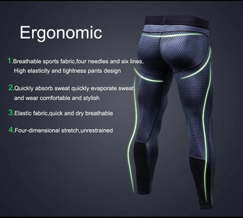 Мъжки клинове за бягане Gym Fitness Bottom Compression Чорапогащи Пот Бързосъхнещи Джогинг Second Skin Йога разтегателни дълги панталони