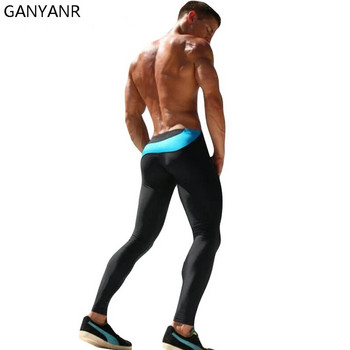 Чорапогащи за бягане на марка GANYANR Мъжки компресионни фитнес кросфит тренировки във фитнес зала Клинове за спортен джогинг Дълги йога спортни панталони