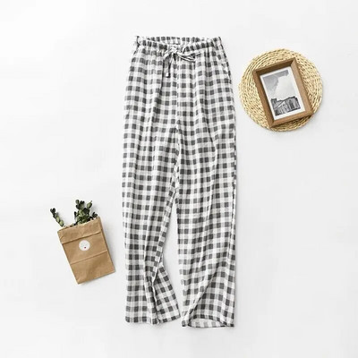 2022. Proljeće Jesen Novo Žene Muškarci 100% pamuk Gaze Donji dijelovi za spavanje Muške noćne hlače Odjeća za spavanje Pidžame za ljubitelje Ležerne karirane hlače