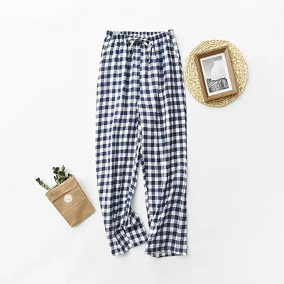 2022. Proljeće Jesen Novo Žene Muškarci 100% pamuk Gaze Donji dijelovi za spavanje Muške noćne hlače Odjeća za spavanje Pidžame za ljubitelje Ležerne karirane hlače