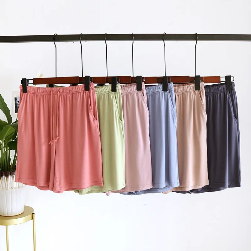 Ženske ljetne jednobojne modalne kućne kratke hlače s elastičnim džepom s uzicom u struku, ženske pidžame za spavanje, kratke pidžame