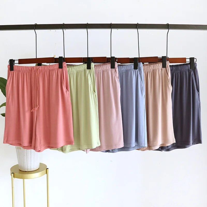 Ženske ljetne jednobojne modalne kućne kratke hlače s elastičnim džepom s uzicom u struku, ženske pidžame za spavanje, kratke pidžame