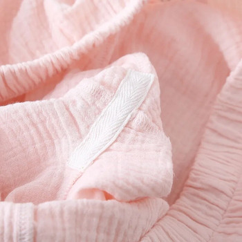 2023 г. Нов дамски пижамен комплект от 100% памук, къс ръкав + капри, комплект от две части за сладко дантелено домашно облекло с V-образно деколте