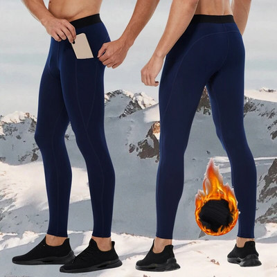 Lenjerie termică pentru bărbați Antistatic în aer liber Legging funcțional Toc subțire Sport cald Camping Ciclism Schi haine Pantaloni