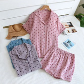 Nauji vasariniai 2 dalių rinkiniai, skirti moteriškoms medvilninėms pižamoms, namų drabužiams su apykakle, didelio dydžio pižama, moteriška pižama