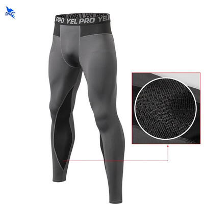 Quick Dry Running Compression Pants Tights Men Breathable Mesh Patchwork Sports Leggings Fitness Sportswear Gym Skinny Trousers