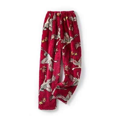 Sügis- ja talvine paksendatud korallifliisist meeste pidžaamapüksid pluss Fat pluss-suuruses naiste plüüsipüksid soojad kodupüksid