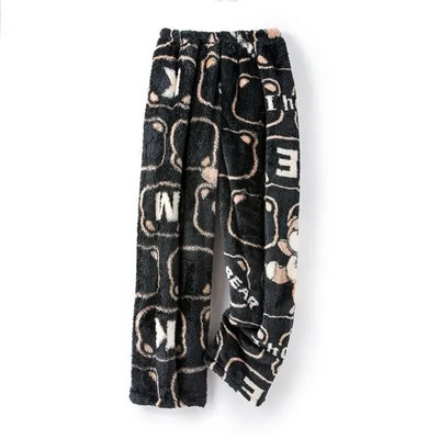 Sügis- ja talvine paksendatud korallifliisist meeste pidžaamapüksid pluss Fat pluss-suuruses naiste plüüsipüksid soojad kodupüksid