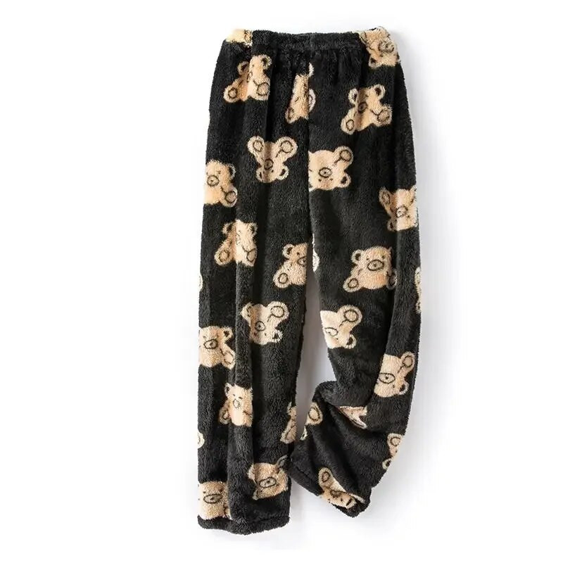 Sügis- ja talvine paksendatud korallifliisist meeste pidžaamapüksid pluss Fat pluss-suuruses naiste plüüsipüksid soojad kodupüksid