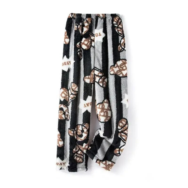 Sügis- ja talvine paksendatud korallifliisist meeste pidžaamapüksid pluss Fat pluss-suuruses naiste plüüsipüksid soojad kodupüksid