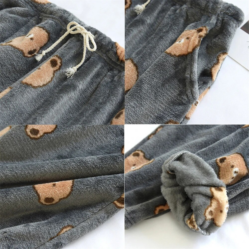 Naujos flanelinės pižamos kelnės Vyriškos ir moteriškos žiemos poros poilsio salone Wea laisvalaikio minkštos šiltos namų kelnės plius aksominės koralinės vilnos namų kelnės