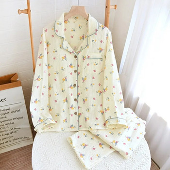 2024 Νέα μακρυμάνικα νυχτικά για γυναικείες πυζάμες Βαμβακερές πιτζάμες για γυναίκες Νυχτικά ρούχα για ύπνο Πιτζάμες για το σπίτι