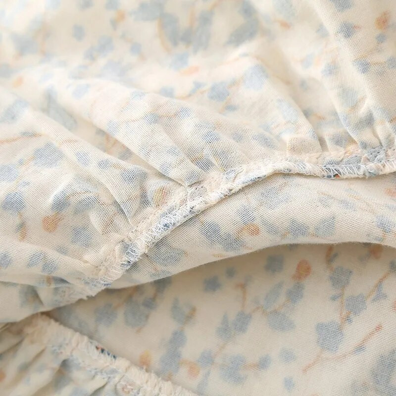 Suvine uus armas stiil tüdruk Värske lilleline Sling Öösärk õhukese lõiguga puhtast puuvillast marli armas printsess koduteeninduse öösärk