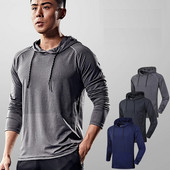 Meeste dressipluusid Õhuke Fitness Hoodie Coat jõusaal Treeningriided Pikkade varrukatega Õues Jooksu Spordi Top