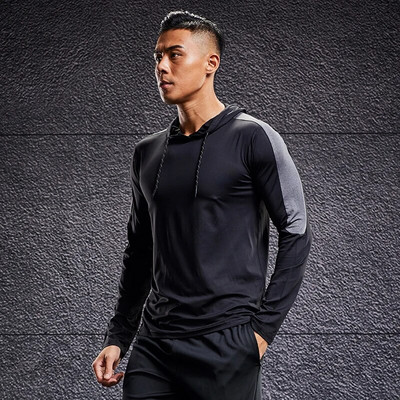 Meeste dressipluusid Õhuke Fitness Hoodie Coat jõusaal Treeningriided Pikkade varrukatega Õues Jooksu Spordi Top