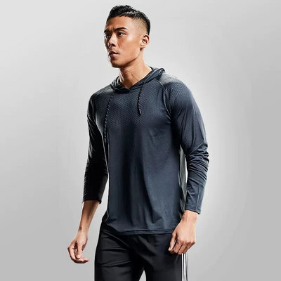Meeste dressipluusid Õhuke Fitness Hoodie Coat jõusaal Treeningriided Pikkade varrukatega Õues Jooksu Spordi Top