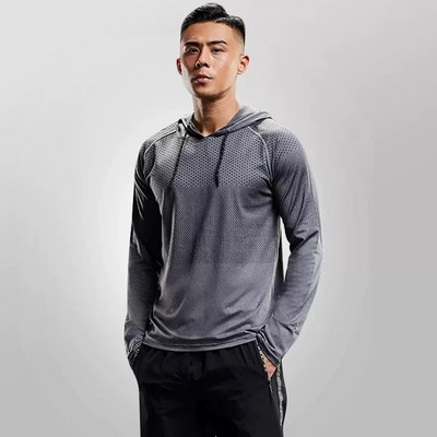 Meeste dressipluusid Õhuke Fitness Hoodie Coat jõusaal Treeningriided Pikkade varrukatega Õues Jooksu Spordi Top
