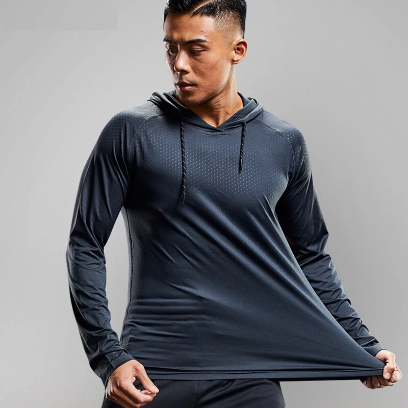 Meeste dressipluusid Õhuke Fitness Hoodie Coat jõusaal Treeningriided Pikkade varrukatega Õues Jooksu Spordi Top