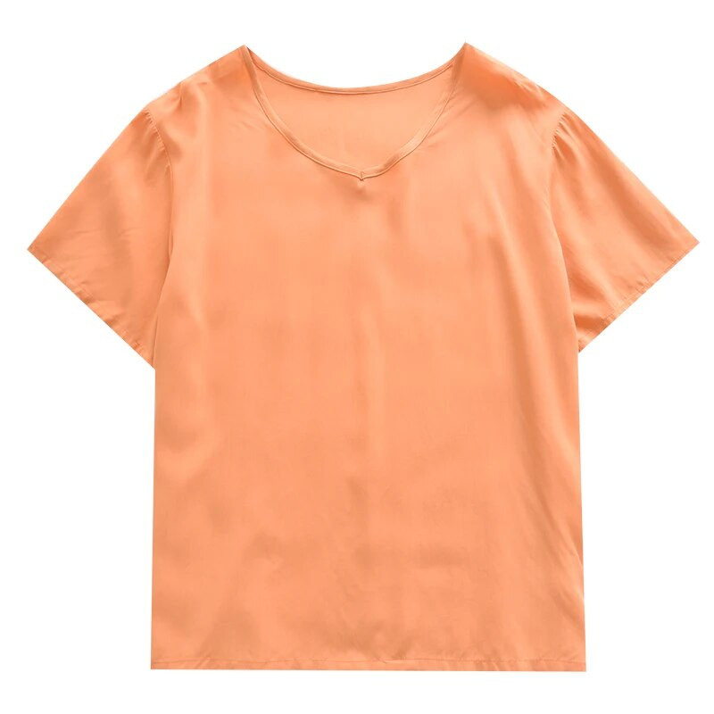 Kevadsuvi uued naiste magamisriided Mugavus puuvillane satiin ümarkraega ülaosa ühevärviline naiste avara lühikeste varrukatega T-särk suveks